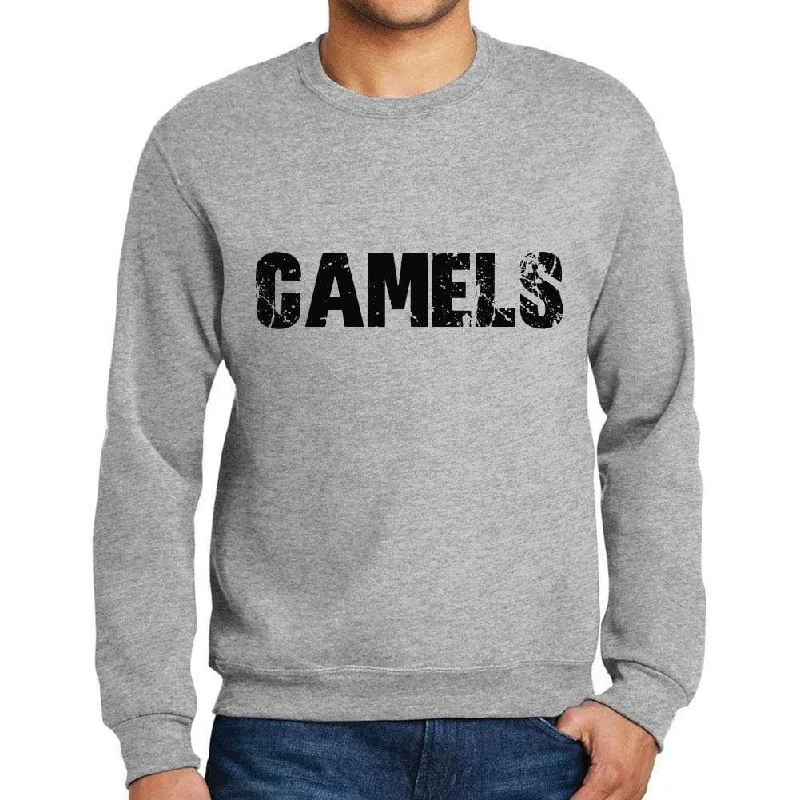 Must-have For Autumn And Winter Men's Printed Graphic Sweatshirt Popular Words CAMELS Grey Marl Must-have For Autumn And Winter Men's Printed Graphic Sweatshirt Popular Words CAMELS Grey Marl