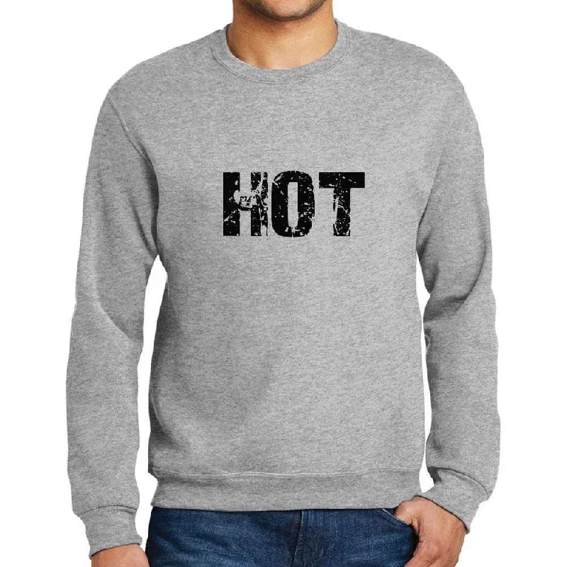 Trendy Wear Men's Printed Graphic Sweatshirt Popular Words HOT Grey Marl
