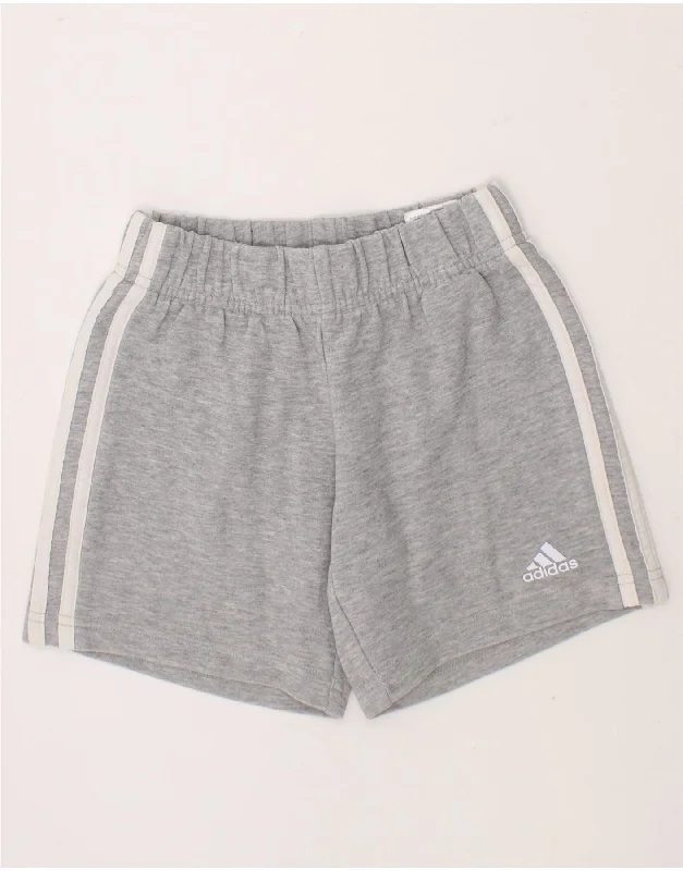 Slightly Flared Design ADIDAS Boys Sport Shorts 5-6 Years Grey Cotton