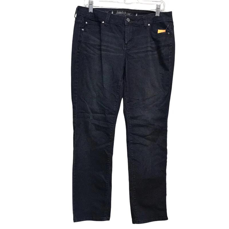 Luxe Comfort Jeans Straight By Jennifer Lopez In Blue Denim, Size:8