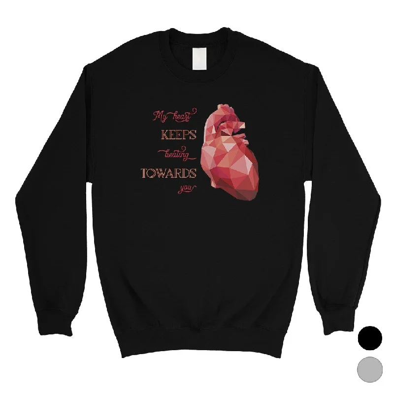 Urban Chic Geometric Heart Beating Unisex Crewneck Sweatshirt Valentine's Day