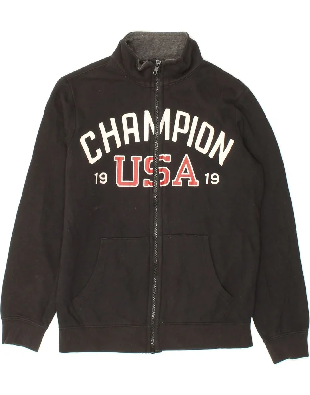 Sweet Breath CHAMPION Boys USA Graphic Tracksuit Top Jacket 11-12 Years Large  Black