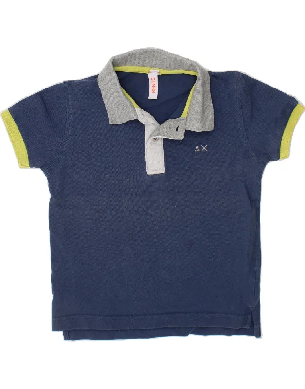 Exquisite Fabrics SUN68 Baby Boys Polo Shirt 18-24 Months Navy Blue Colourblock Cotton