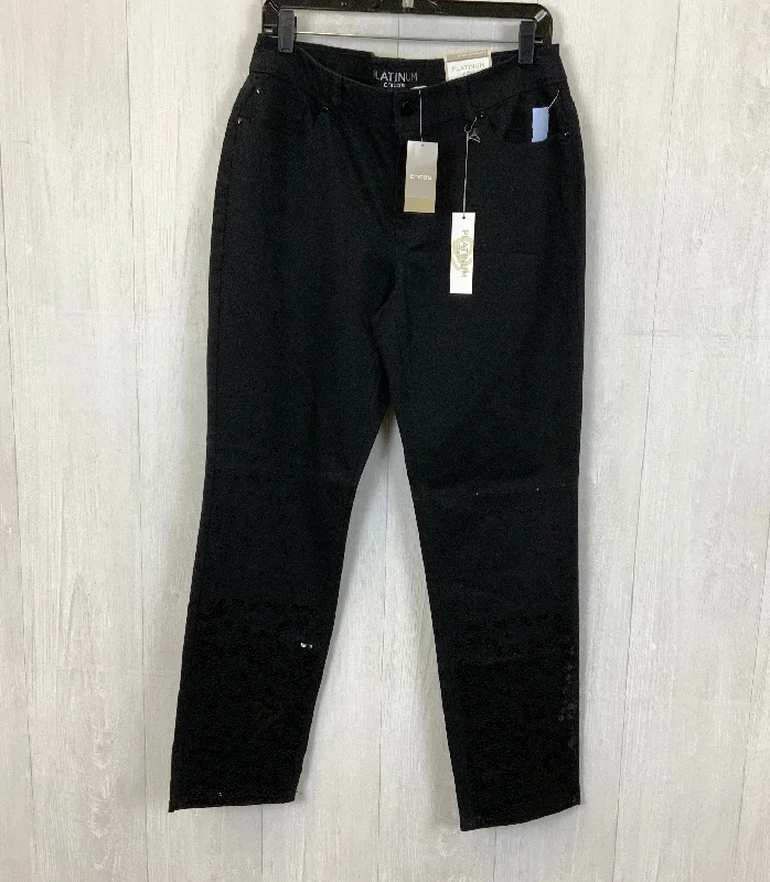 Fashionable Inner Wear Jeans Straight By Chicos In Black Denim, Size: 10