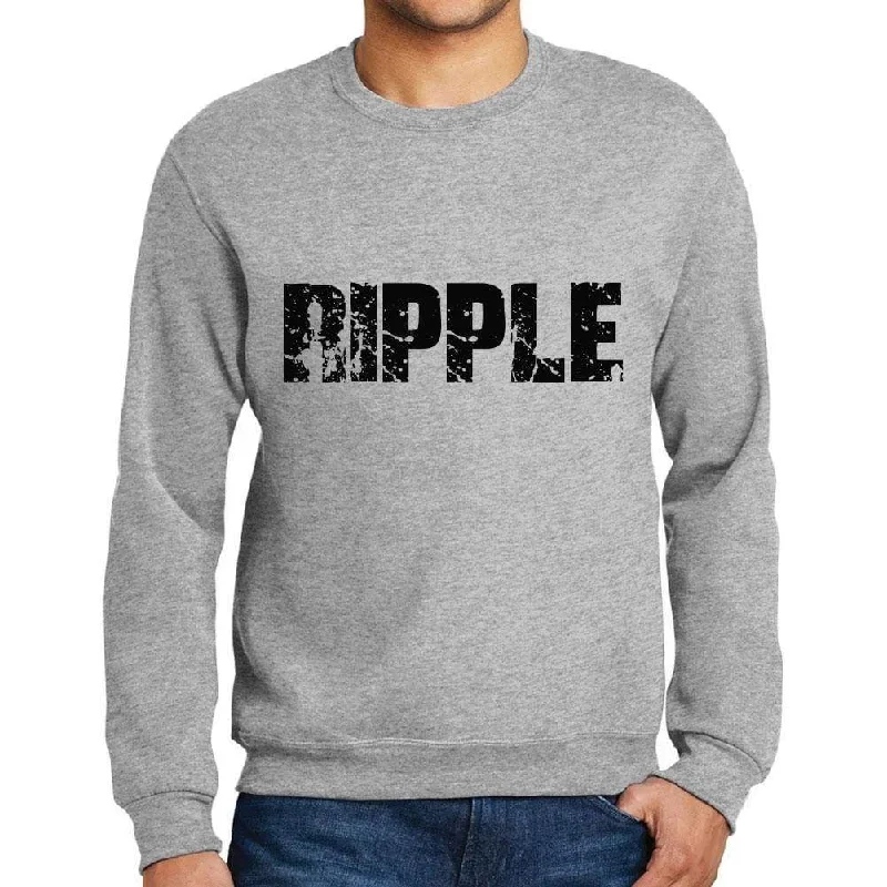 Comfy Layers Men's Printed Graphic Sweatshirt Popular Words RIPPLE Grey Marl