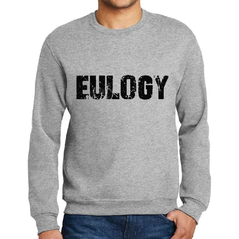 Noble Temperament Men's Printed Graphic Sweatshirt Popular Words EULOGY Grey Marl