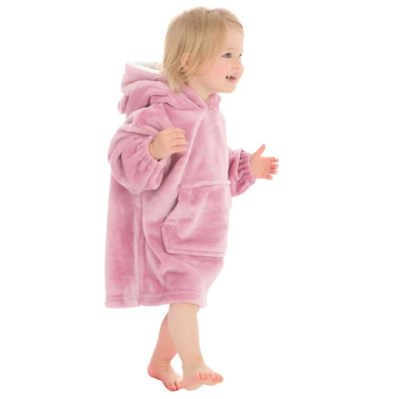 Embroidery Design Oversized Plush Hoodie - Dusky Pink  (18m-3yrs) (PK4) 18C905