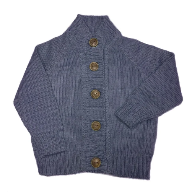 Creative Prints Nooks Steel Blue Merino Wool Knit Cardigan