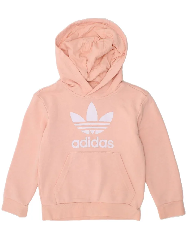 Fashionable Prints ADIDAS Girls Graphic Hoodie Jumper 5-6 Years Pink Cotton
