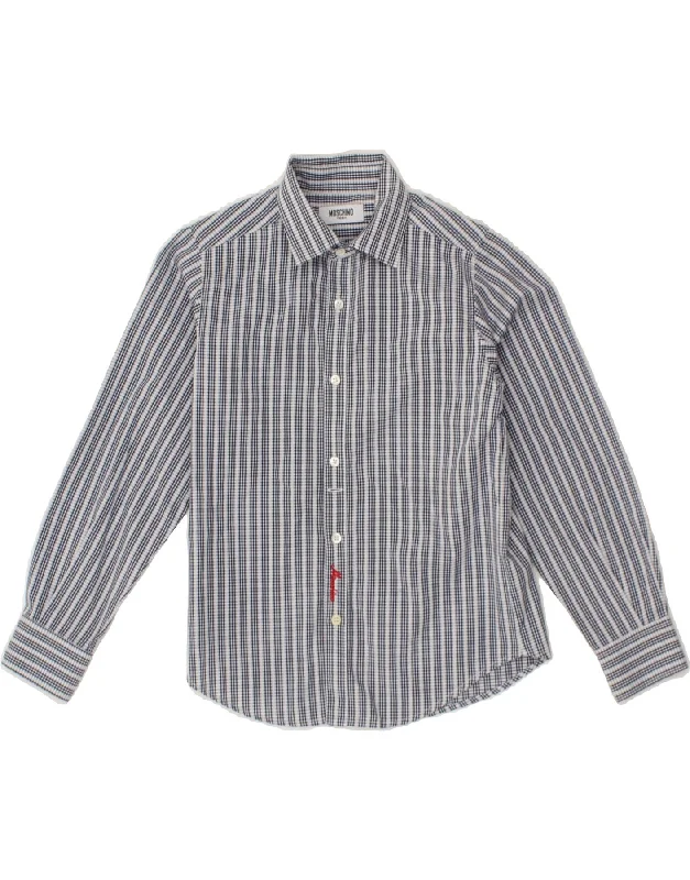 Fashionable Ease MOSCHINO Boys Shirt 7-8 Years Navy Blue Striped Cotton