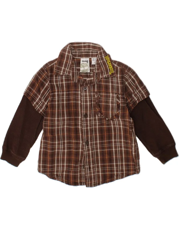 Classic Series TIMBERLAND Baby Boys Graphic Shirt 18-24 Months Brown Check Cotton