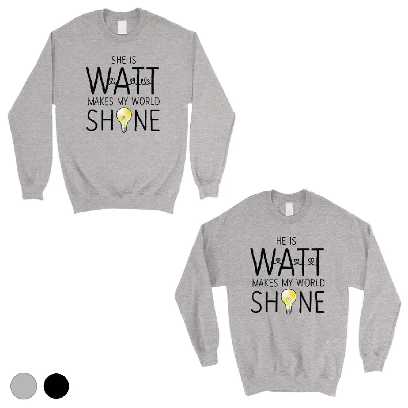 Comfort Fit Watt World Shine Light Matching Sweatshirt Pullover Valentine's Day