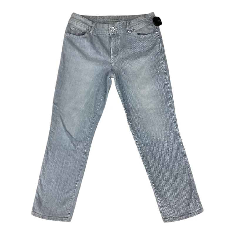 Classic Series Jeans Cropped By Chicos In Blue & White, Size: 0