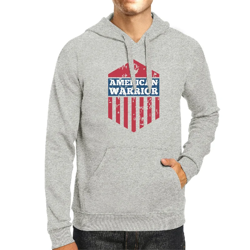 Sporty Wear American Warrior Unisex Graphic Hoodie Gift Gray Crewneck Pullover