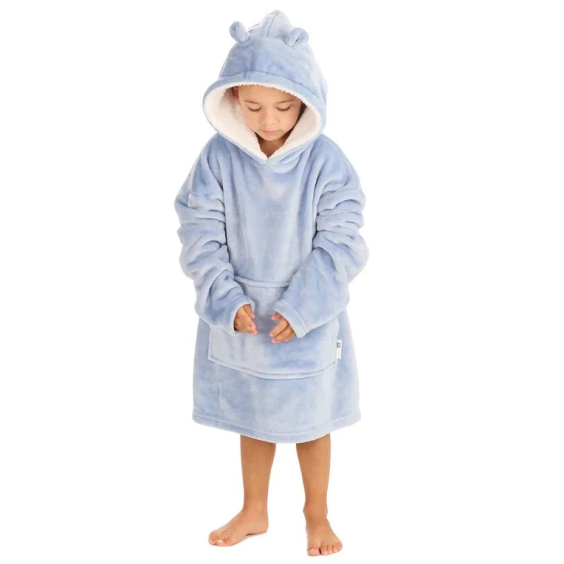 High Street Fashion Oversized Plush Hoodie - Dusky Blue (3-6yrs) (PK4) 18C938