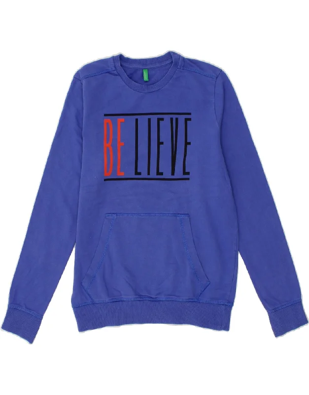 Goddess Outfit BENETTON Boys Graphic Sweatshirt Jumper 11-12 Years 2XL Blue Cotton