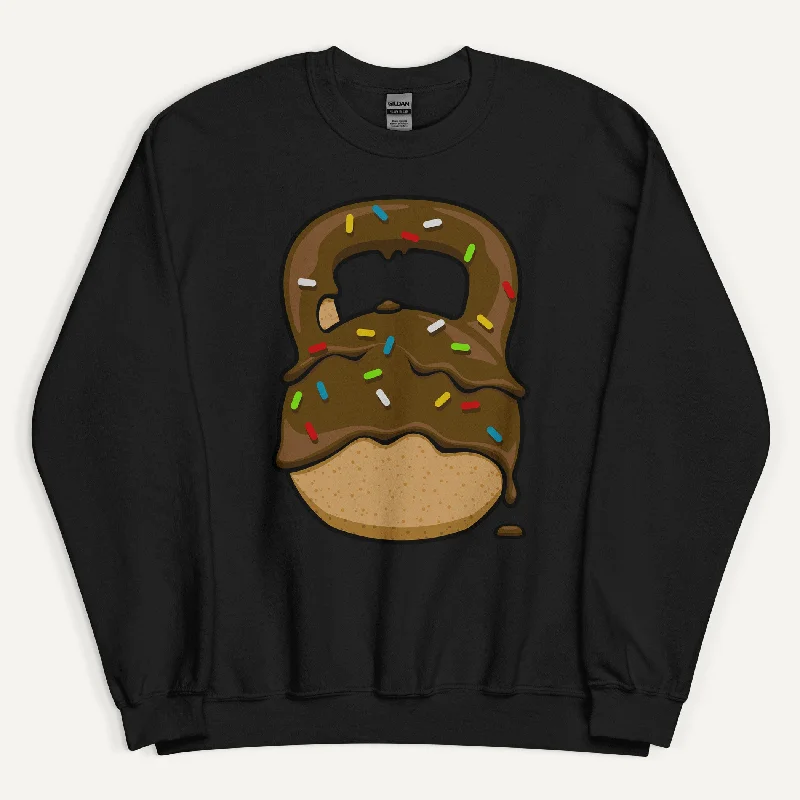 Cozy Chic Trends Chocolate-Glazed Donut With Sprinkles Kettlebell Design Sweatshirt