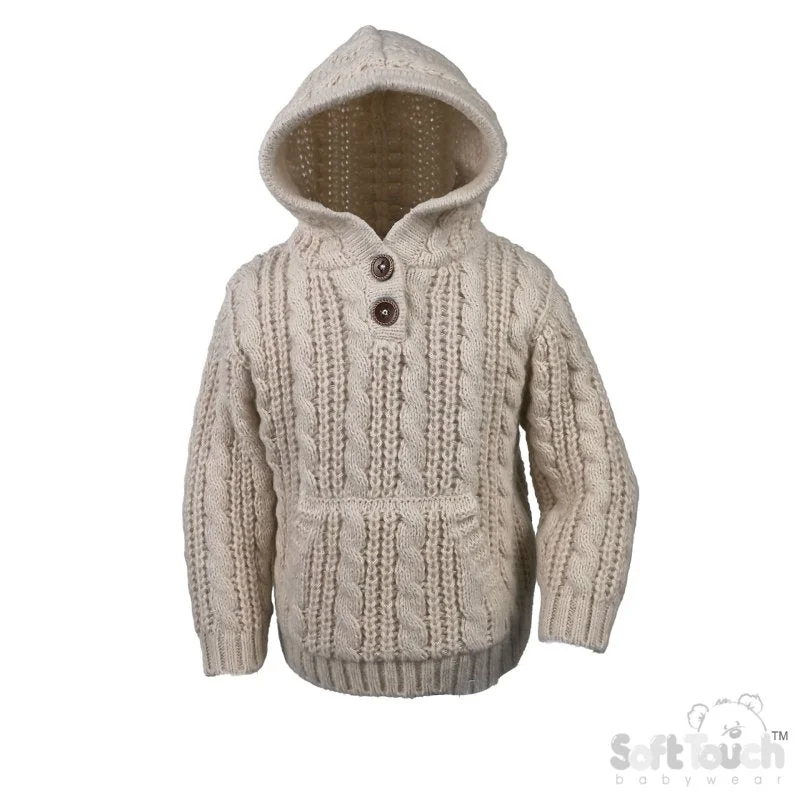Celebrity Picks Cable Knit Hoodie - Biscuit (6-24m) (PK6) HD16-BI