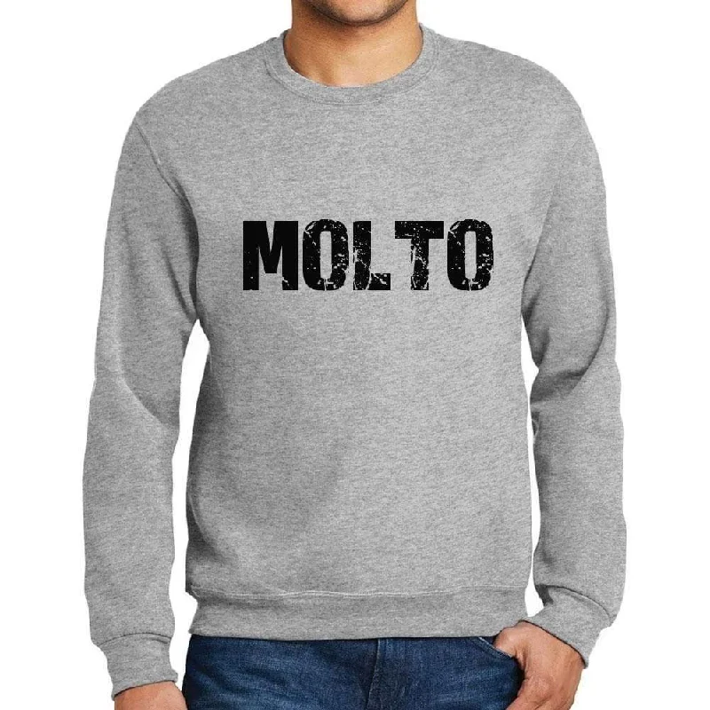 Elegant Dressing Men's Printed Graphic Sweatshirt Popular Words MOLTO Grey Marl