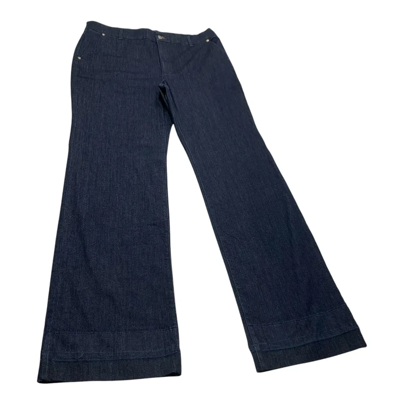 Embroidered Letters Jeans Straight By Chicos In Blue Denim, Size: 16