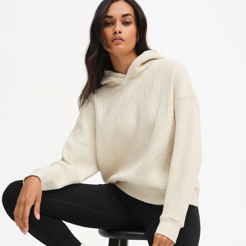 Multifunctional Style Organic Waffle Relaxed Hoodie