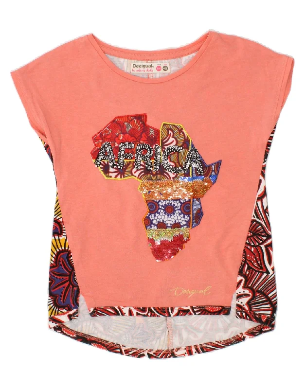 Casual Chic Outfits DESIGUAL Girls Graphic T-Shirt Top 5-6 Years Pink Floral Cotton