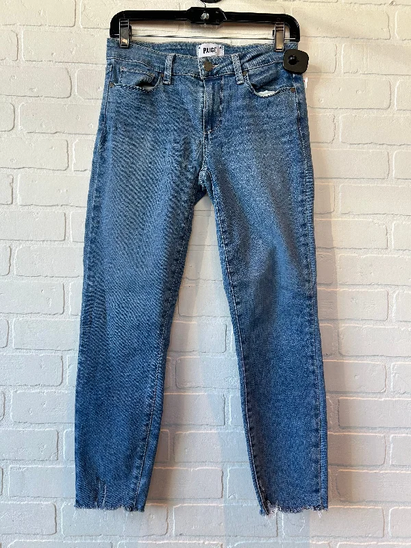 Easygoing Fashion Jeans Cropped By Paige In Blue Denim, Size: 4