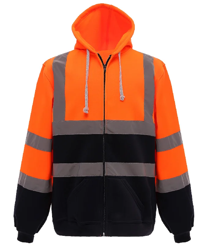 Soft Fabric Looks Orange/Navy - Hi-vis zip hoodie (HVK07)