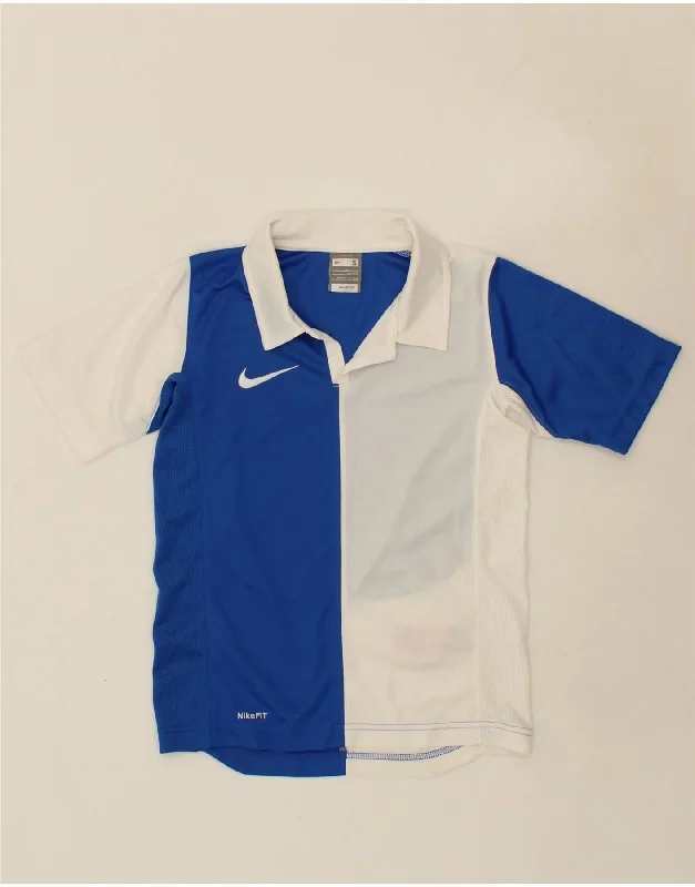 Exquisite Craftsmanship NIKE Boys Polo Shirt 8-9 Years Small Blue Colourblock Polyester Exquisite Craftsmanship NIKE Boys Polo Shirt 8-9 Years Small Blue Colourblock Polyester