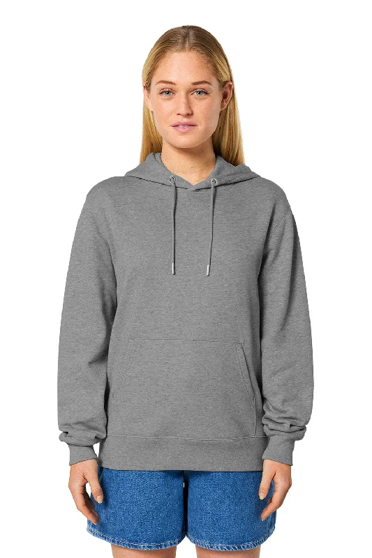 Floral Prints Stanley/Stella Mens Cruiser 2.0 Hooded Sweatshirt Hoodie w/ Pouch Pocket - Heather Mid Grey - NEW