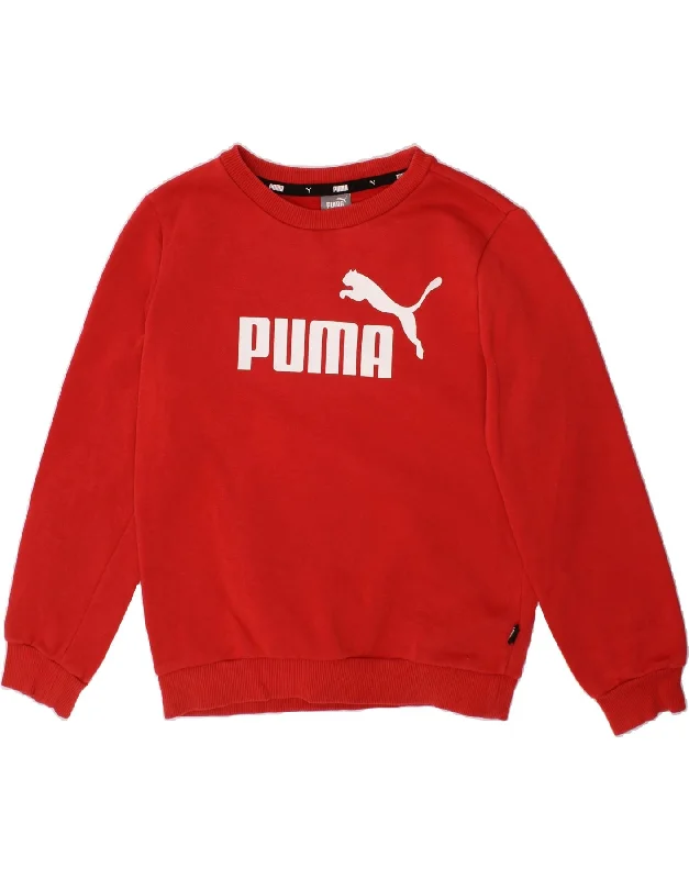 Relaxed Clothing PUMA Boys Graphic Sweatshirt Jumper 9-10 Years Medium  Red Cotton