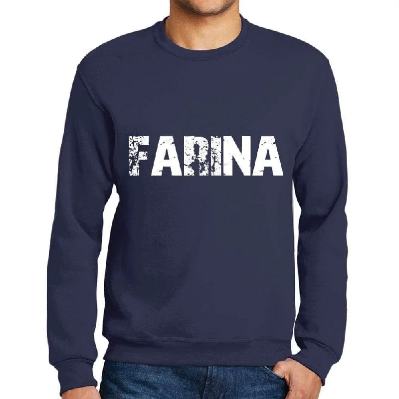 Fashion Must-have Men's Printed Graphic Sweatshirt Popular Words FARINA French Navy
