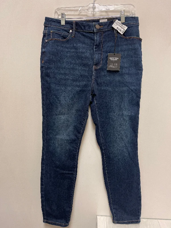Unique Fashion Jeans Skinny By Simply Vera In Blue Denim, Size: 14