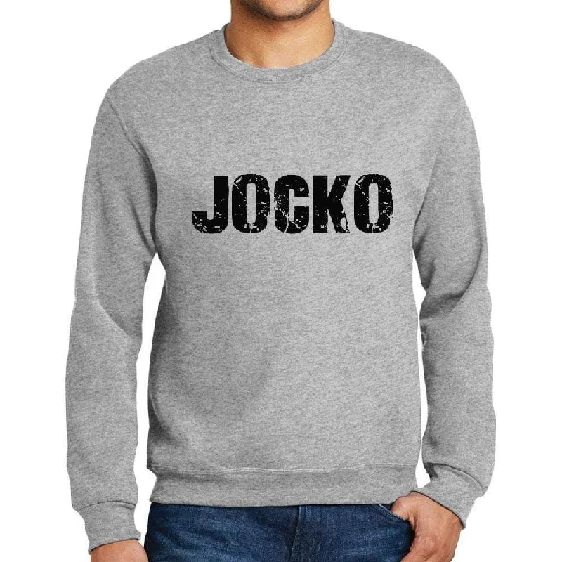 Age-reducing Style Men's Printed Graphic Sweatshirt Popular Words JOCKO Grey Marl
