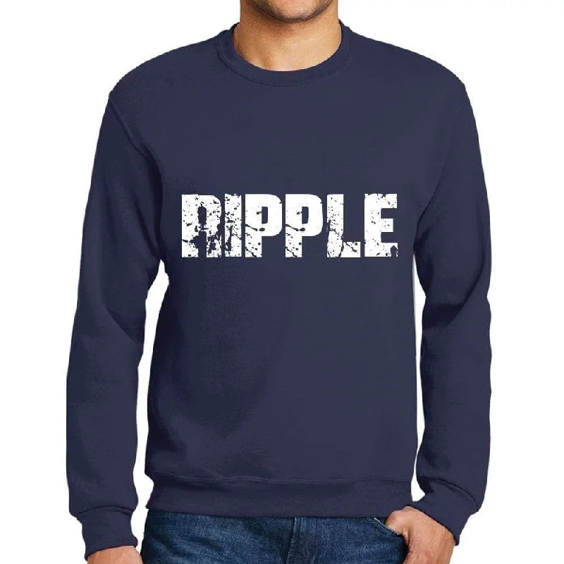 Classic And Versatile Men's Printed Graphic Sweatshirt Popular Words RIPPLE French Navy