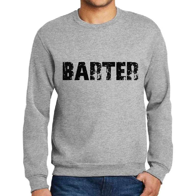 Sports Trend Men's Printed Graphic Sweatshirt Popular Words BARTER Grey Marl