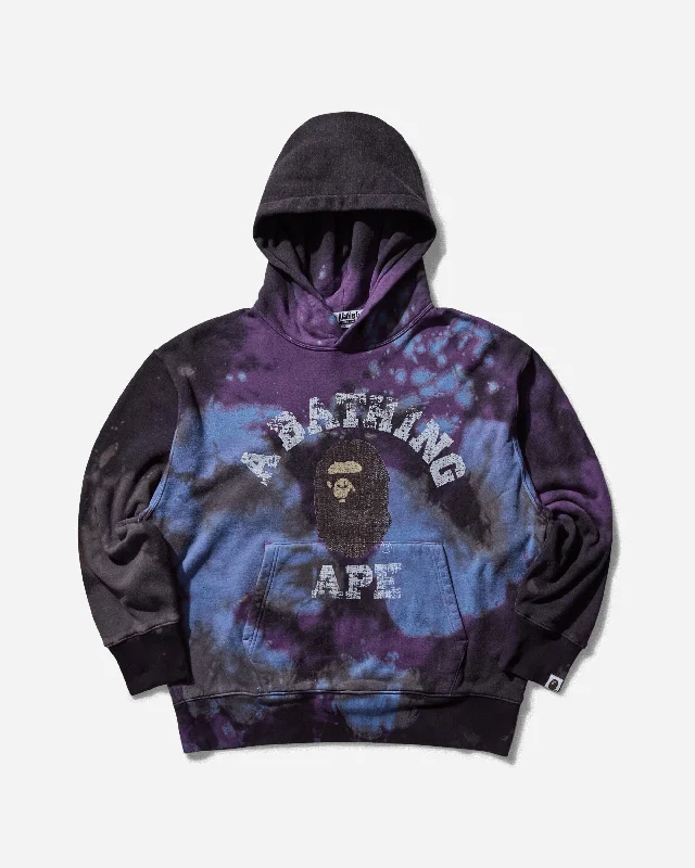 Knitted Design Men's Tie Dye College Hoodie Black
