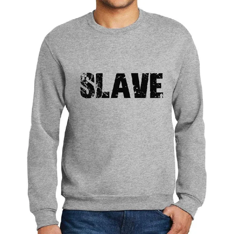 Soft Fabric Looks Men's Printed Graphic Sweatshirt Popular Words SLAVE Grey Marl