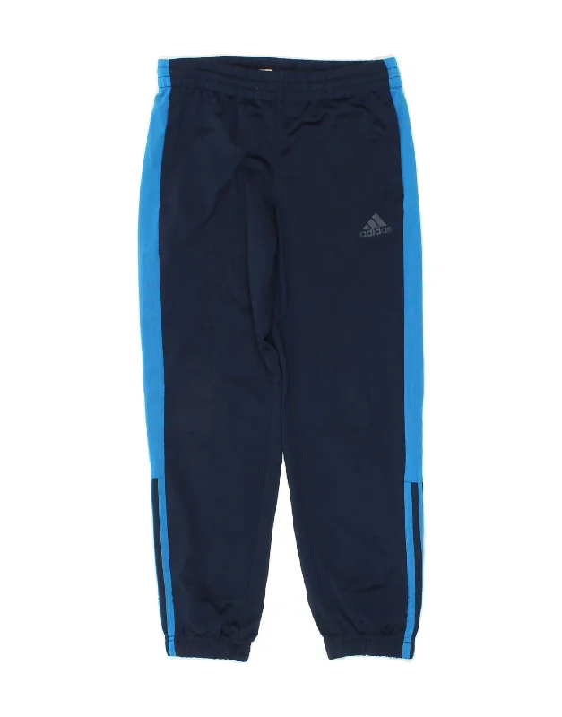 Chic Lounge ADIDAS Boys Tracksuit Trousers Joggers 9-10 Years Navy Blue Colourblock