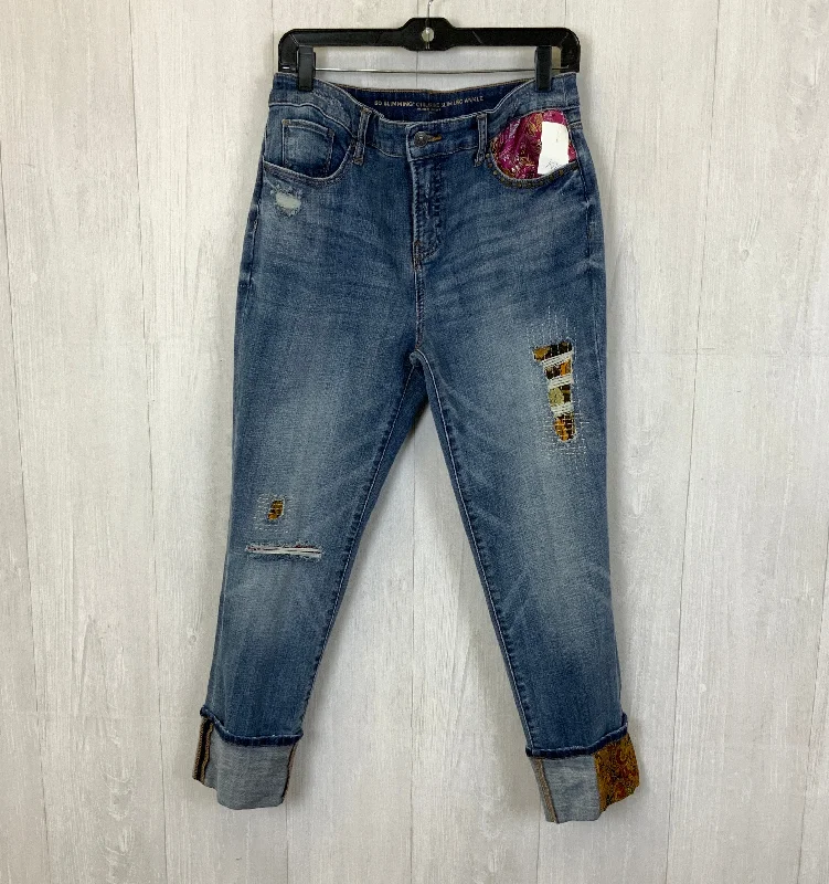 Elegant Casuals Jeans Skinny By Chicos In Blue Denim, Size: 8