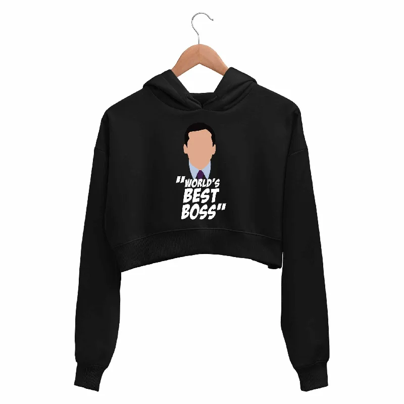 Exclusive Customization The Office Crop Hoodie - World's Best Boss