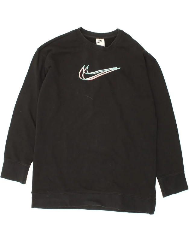 Fashion Touch NIKE Girls Graphic Sweatshirt Jumper 13-14 Years XL Black Cotton