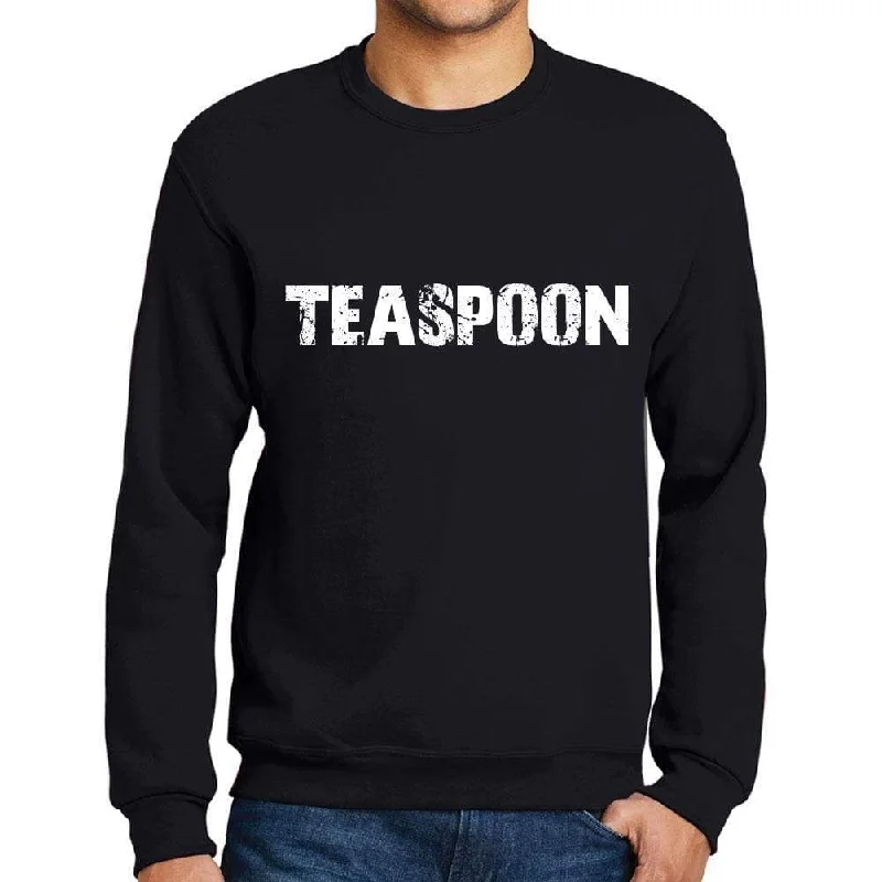 Light Comfort Men's Printed Graphic Sweatshirt Popular Words TEASPOON Deep Black