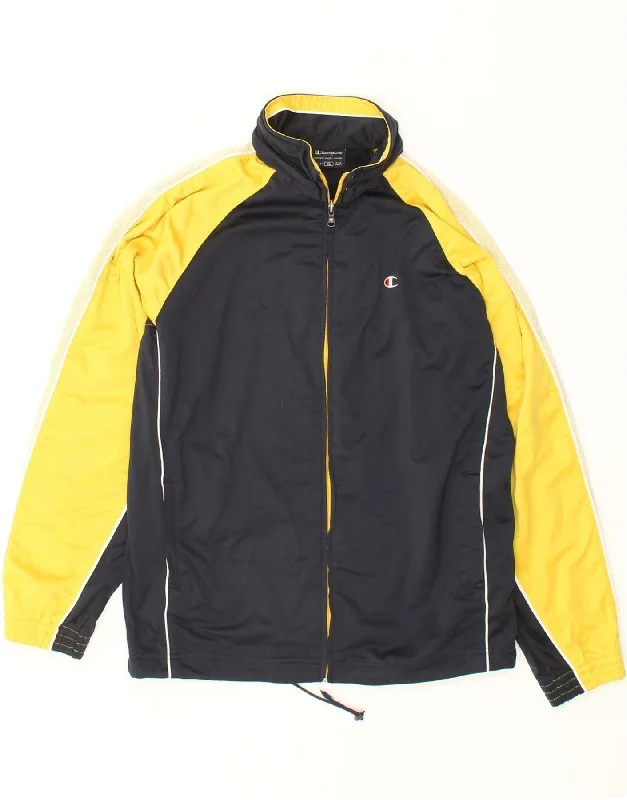 Fashion Must-have CHAMPION Boys Tracksuit Top Jacket 13-14 Years XL Navy Blue Colourblock