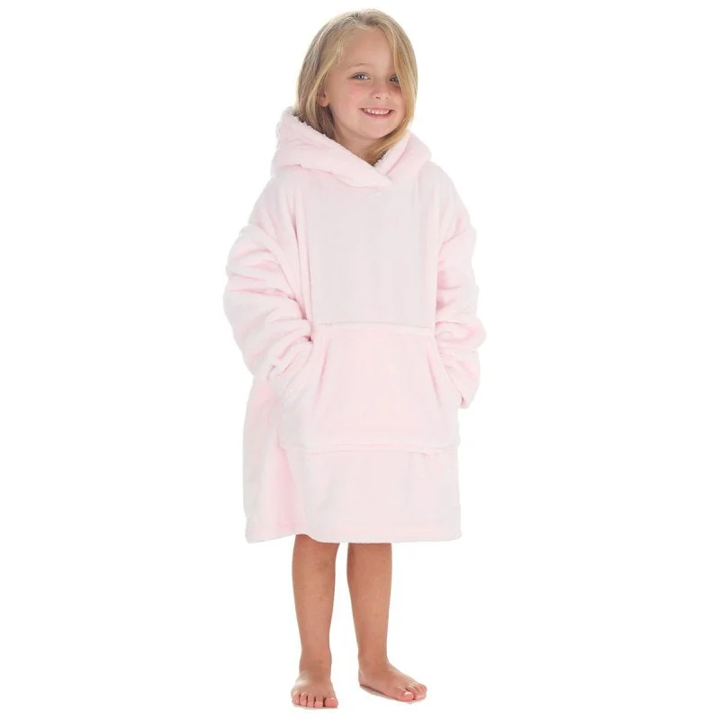 New Products Pink Oversized Plush Hoodie With Borg Lined Hood  (3-6years) (PK4) 18C944