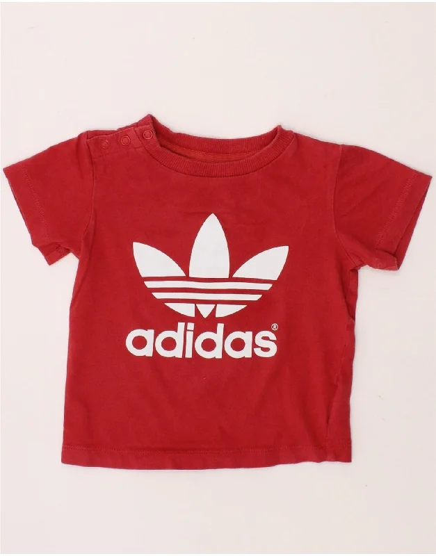 Soft Feel ADIDAS Baby Girls Graphic T-Shirt Top 9-12 Months Red Cotton