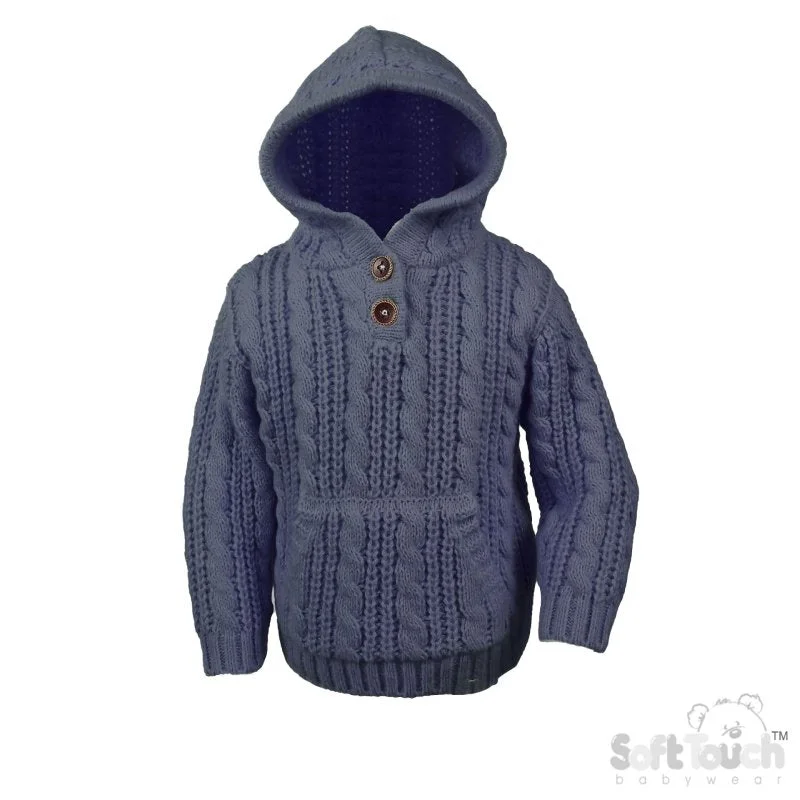 High Street Design Cable Knit Hoodie - Steel Blue (6-24m) (PK6) HD16-SB