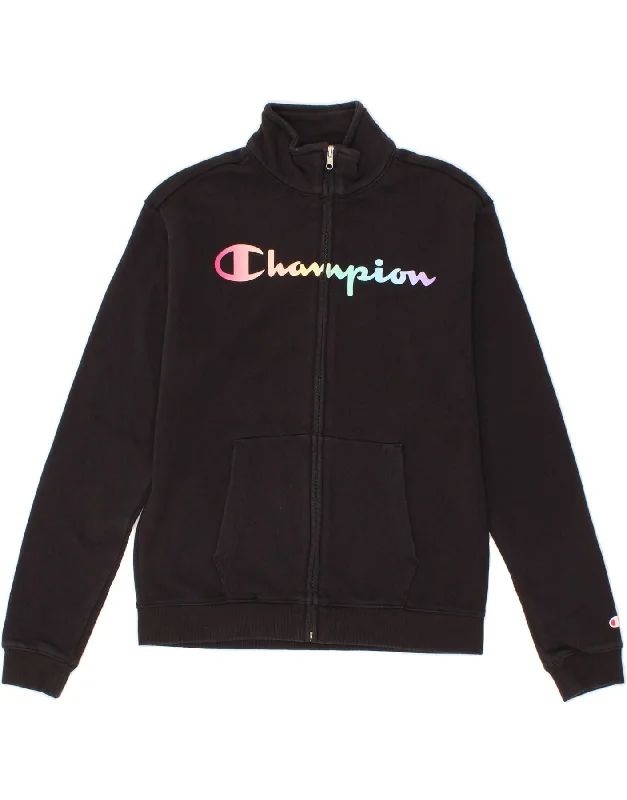 Comfortable Fashion CHAMPION Boys Graphic Tracksuit Top Jacket 13-14 Years XL Black