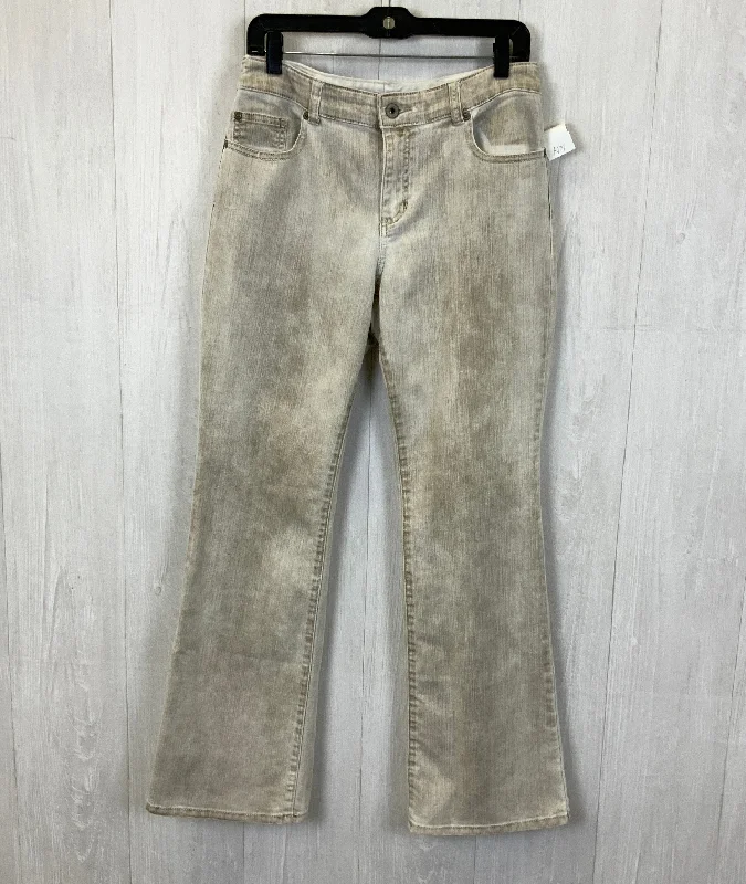 Lace Design Jeans Flared By Chicos In Beige, Size: 8