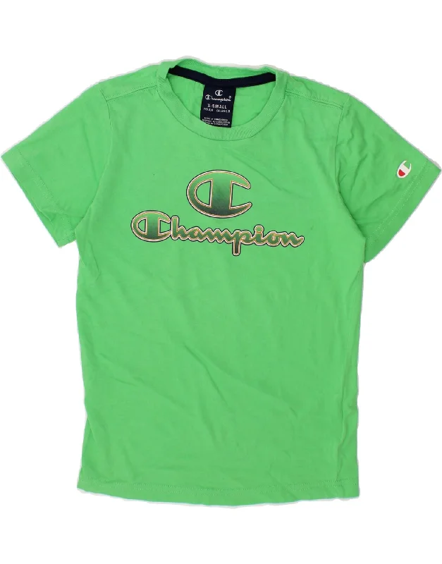 Cozy Lifestyle CHAMPION Boys Graphic T-Shirt Top 5-6 Years XS Green Cotton
